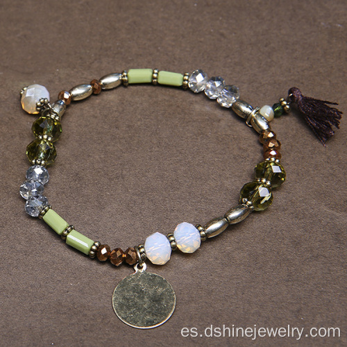 Bohemia borla colgante pulsera cristalina de grano grueso